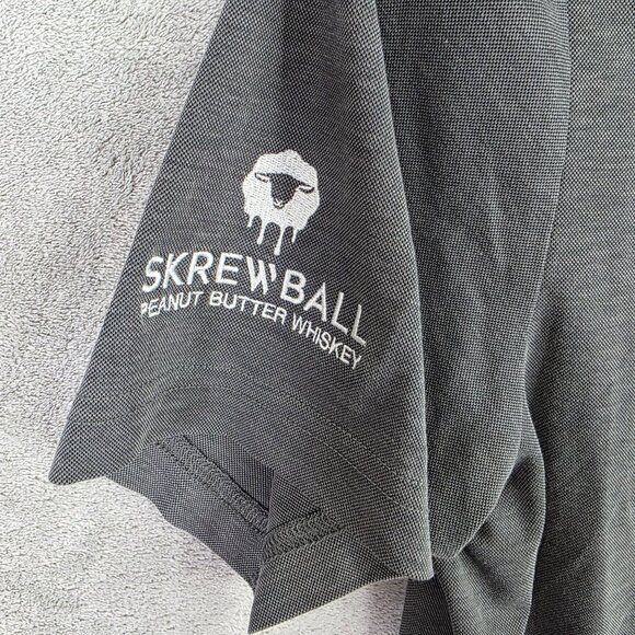 Mens Travis Mathew Gray Polo Shirt Skrewball Embroidered Short Sleeve Size L - Picture 3 of 8